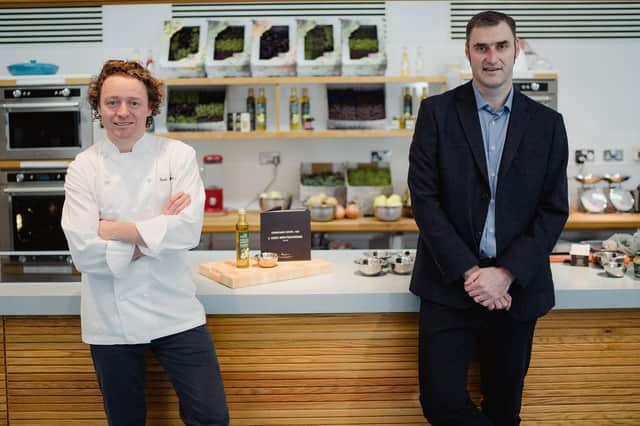 Chef and culinary ambassador Tom Kitchin with Compass Scotland managing director David Hay. Picture: @Schnappsphoto