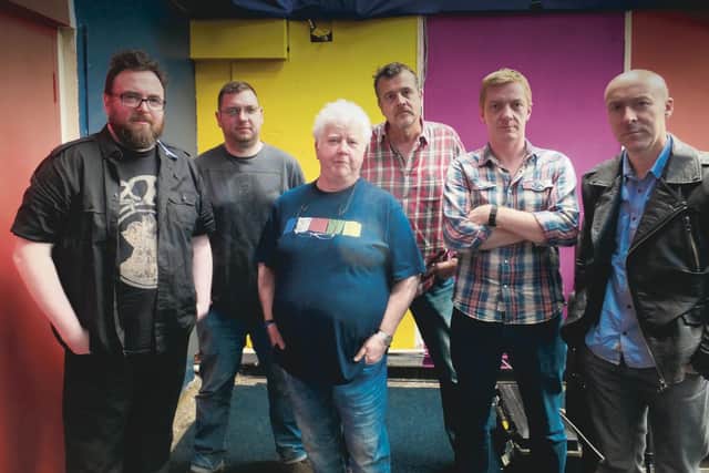Fun Lovin' Crime Writers Stuart Neville, Luca Veste, Val McDermid, Mark Billingham, Doug Johnstone and Chris Brookmyre.