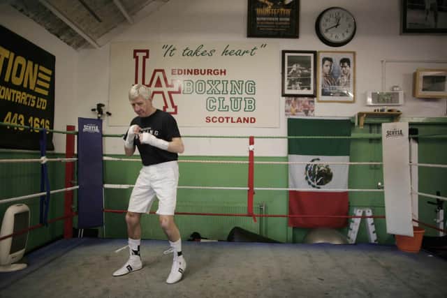 Ken Buchanan, pictured  for television show Undisputed: The Life and Times of Ken Buchanan, in his Leith gym in 2021.  PIC: Angela Catlin.