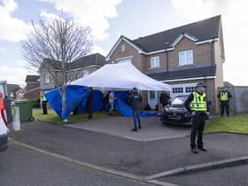 Officers from Police Scotland leaving the home of former chief executive of the Scottish National Party (SNP) Peter Murrell, in Uddingston, Glasgow, after he was "released without charge pending further investigation".