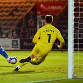 Jonson Clarke-Harris scoring for Peterborough United against Plymouth Argyle. Picture: Getty