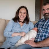 Kate Forbes with daughter Naomi and husband Alasdair MacLennan. Picture: Ruaraidh White