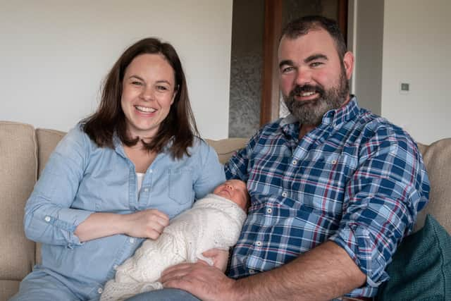 Kate Forbes with daughter Naomi and husband Alasdair MacLennan. Picture: Ruaraidh White