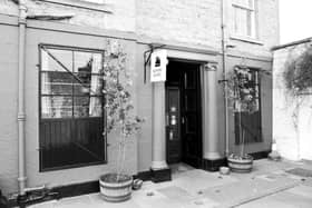 Exterior of legendary seafood restaurant Skippers bistro in Dock Place, Leith, September 1992.