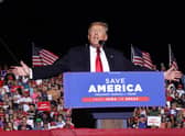 Former President Donald Trump addresses a rally in Des Moines, Iowa, in October last year (Picture: Scott Olson/Getty Images)
