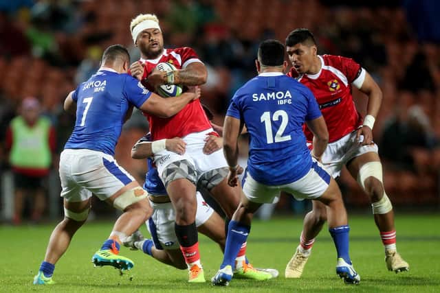 Walter Fifita in action for Tonga against Samoa in a Rugby World Cup Qualifier earlier this year. Picture: Dave Rowland/Getty Images