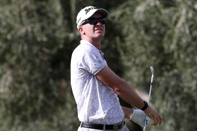 Martin Laird hits his tee shot on the 14th hole during round one of the Shriners Hospitals For Children Open at TPC Summerlin in Las Vegas. Picture: Matthew Stockman/Getty Images