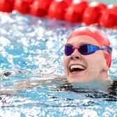 Lucy Hope after competing in the Women's 100m Freestyle during the British Swimming Glasgow Meet in June. (Photo by Catherine Ivill/Getty Images)