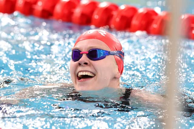 Lucy Hope after competing in the Women's 100m Freestyle during the British Swimming Glasgow Meet in June. (Photo by Catherine Ivill/Getty Images)