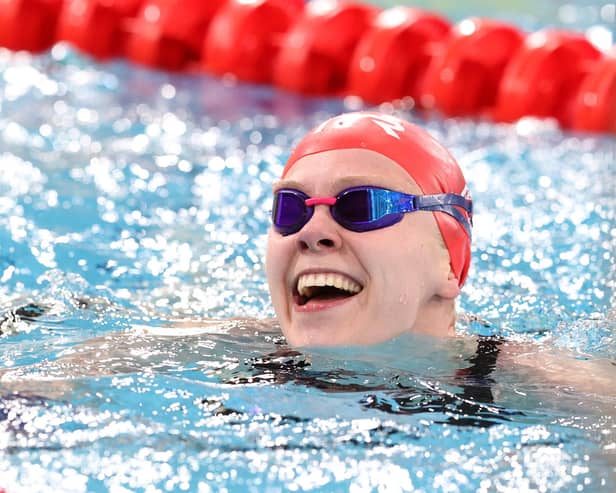 Lucy Hope after competing in the Women's 100m Freestyle during the British Swimming Glasgow Meet in June. (Photo by Catherine Ivill/Getty Images)