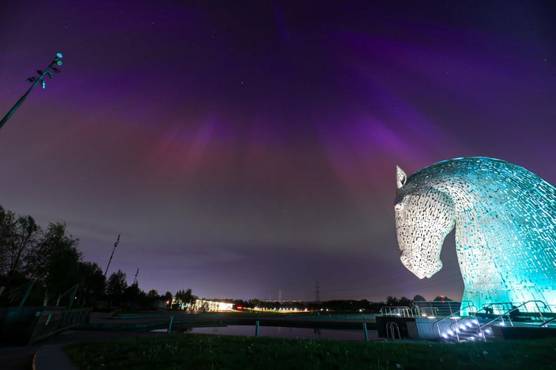 Aurora at the Kelpies near Falkirk