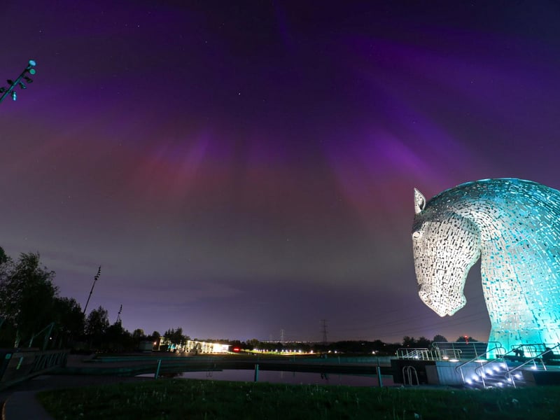 Aurora at the Kelpies near Falkirk