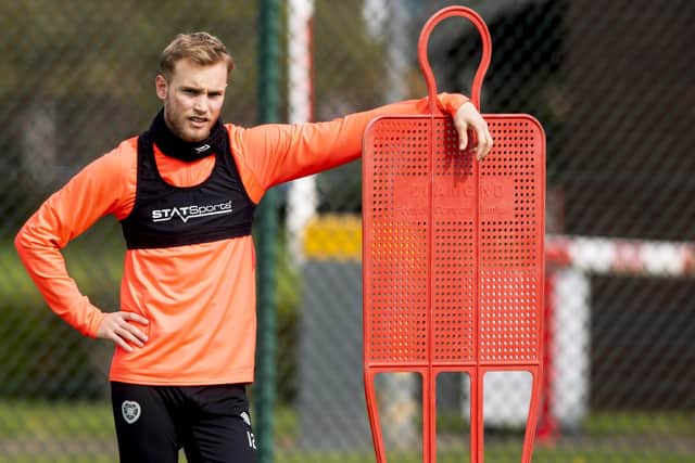 Nathaniel Atkinson during Hearts media access.