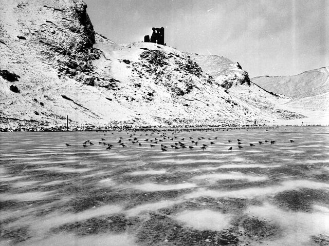 Looking like a scene from the Arctic this is St Margaret's Loch in Holyrood Park, frozen over in February 1972.