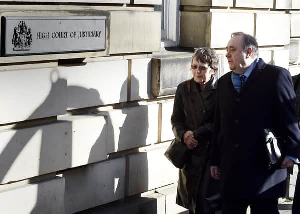 Former First Minister Alex Salmond arrives at the High Court in Edinburgh on day seven of his trial. Picture: Lisa Ferguson