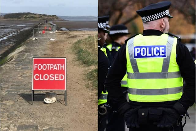 The path to Cramond Island has been closed