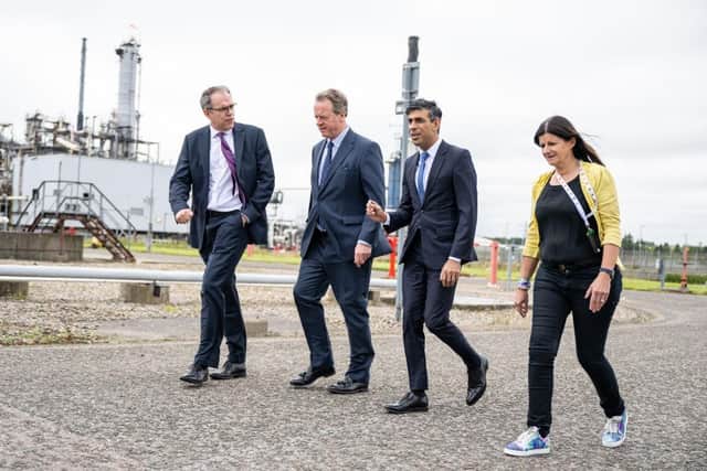 Prime Minister Rishi Sunak at Shell St Fergus Gas Plant in Peterhead in July.