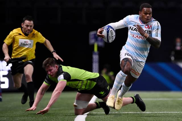 Edinburgh's defence coach Calum MacRae is wary of the threat posed by Racing's outside centre Virimi Vakatawa. Picture: Franck Fife/AFP via Getty Images
