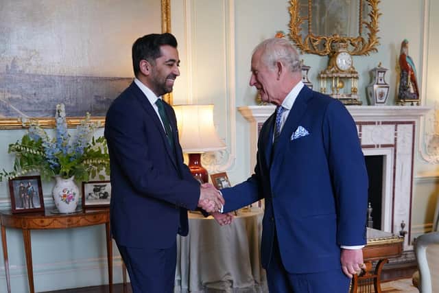 King Charles III receives the First Minister of Scotland Humza Yousaf during an audience at Buckingham Palace, London.