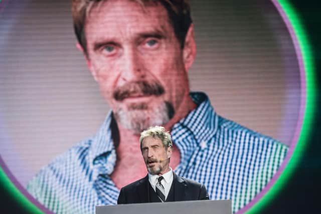 John McAfee, founder of the eponymous anti-virus company, speaks during the China Internet Security Conference in Beijing on August 16, 2016. (Photo by Fred DUFOUR / AFP) (Photo by FRED DUFOUR/AFP via Getty Images)