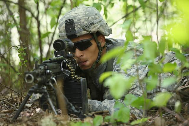 Nato troops from various countries are regularly sent to member states like Estonia, which shares a border with Russia (Picture: Sean Gallup/Getty Images)