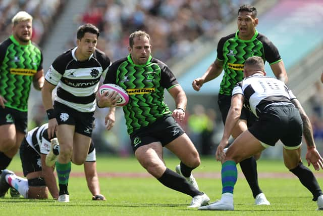 Fraser Brown injured his knee while trying to step past Quade Cooper while playing for the World XV against the Barbarians at Twickenham on May 28. (Photo by David Rogers/Getty Images)