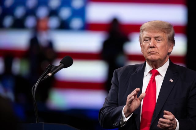 Former US president Donald Trump speaks at the Conservative Political Action Conference (CPAC) in Dallas, Texas. Picture: Andy Jacobsohn/AFP via Getty Images