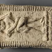 A picture issued by University of Copenhagen of a Babylonian clay model showing an erotic scene from 1800 BC.