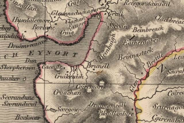 The village of Brunell, once home to 2,000 people, shown on an old map of the Isle of Skye.