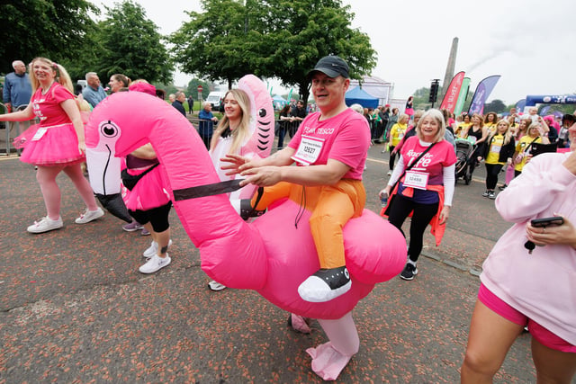 This inflatable flamingo went the distance in the 10K. PIC: Steve Welsh.