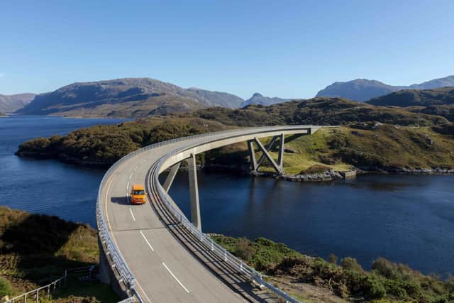 A campervan on the Kylesku Bridge, which sits on the North Coast 500. There are growing calls from the Highland area for a tourist tax to apply to motorhomes that don't stay on formal sites given a rise in such vehicles and the impact on local communities. PIC: Steven Gourlay Photography/North Coast 500/North Highland Initiative.