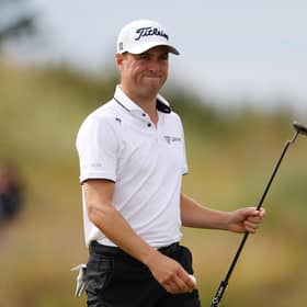 NORTH BERWICK, SCOTLAND - JULY 11: Justin Thomas of the United States reacts to birdie putt on the 10th green during day one of the Genesis Scottish Open at The Renaissance Club on July 11, 2024 in North Berwick, Scotland. (Photo by Harry How/Getty Images)