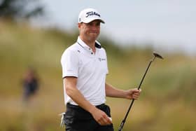 NORTH BERWICK, SCOTLAND - JULY 11: Justin Thomas of the United States reacts to birdie putt on the 10th green during day one of the Genesis Scottish Open at The Renaissance Club on July 11, 2024 in North Berwick, Scotland. (Photo by Harry How/Getty Images)