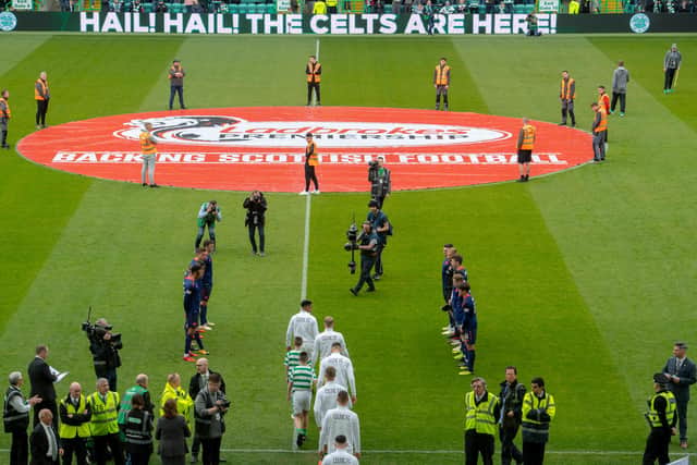 Celtic receiving a guard of honour from Hearts after winning the Scottish Premiership title in 2019. Picture SNS