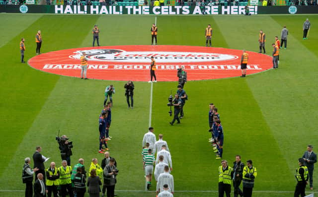 Celtic receiving a guard of honour from Hearts after winning the Scottish Premiership title in 2019. Picture SNS
