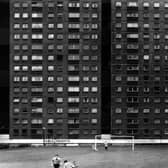 -Football at Eagle Heights in Sighthill, Glasgow. The tower block was demolished in 2008, around three years after this photograph was taken. PIC: Toby Binder.