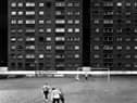 -Football at Eagle Heights in Sighthill, Glasgow. The tower block was demolished in 2008, around three years after this photograph was taken. PIC: Toby Binder.