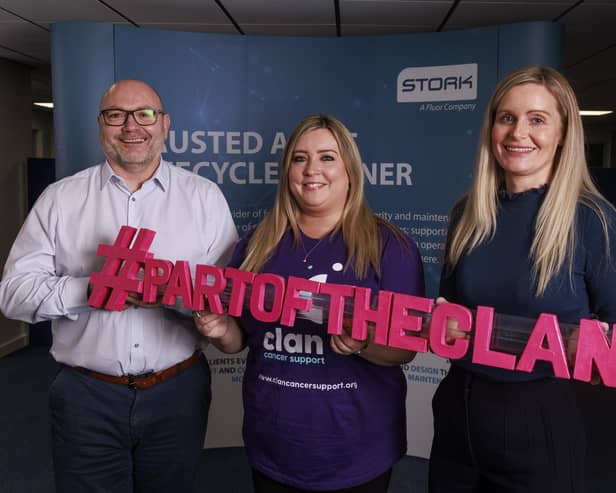 George Akers, Stork’s regional director HSSEQ, Ruth McIntosh, Clan’s business development manager and Nicola Murray, Stork’s regional director human resources
PIC DEREK IRONSIDE / NEWSLINE MEDIA