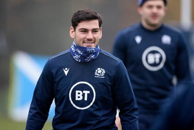 Sam Hidalgo-Clyne training with Scotland at Oriam this week. Picture: Craig Williamson/SNS