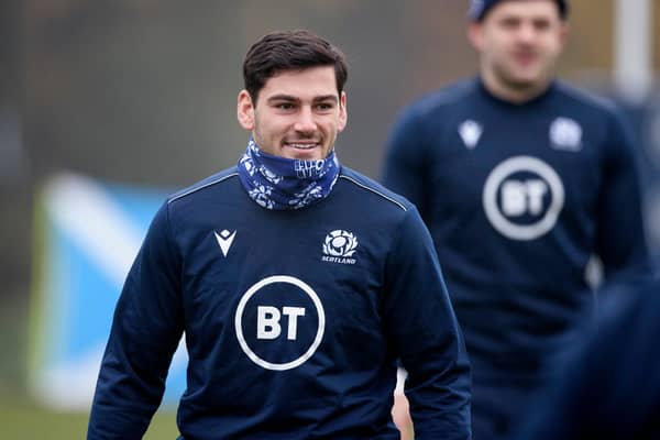 Sam Hidalgo-Clyne training with Scotland at Oriam this week. Picture: Craig Williamson/SNS