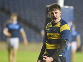 Ollie Smith scored a try for Strathallan in the Scottish Schools Cup final in 2017.