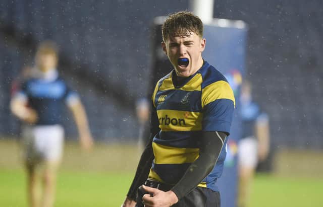 Ollie Smith scored a try for Strathallan in the Scottish Schools Cup final in 2017.