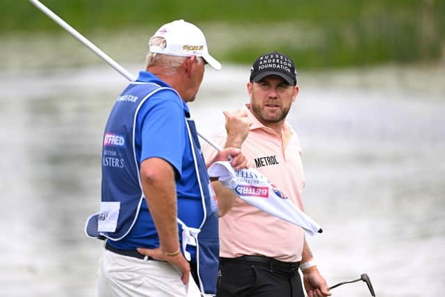 Richie Ramsay heaped praise on caddie Guy Tilston for helping him work out the wind in the second round at The Belfry. Picture: Ross Kinnaird/Getty Images.