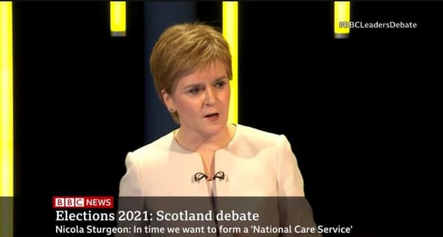 First Minister Nicola Sturgeon during the debate. Picture: BBC Scotland