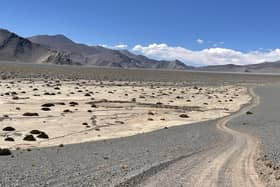 Driving in the Puna desert, a high-altitude plateau in the Catamarca Province of north-west Argentina. Pic: Sarah Marshall/PA.