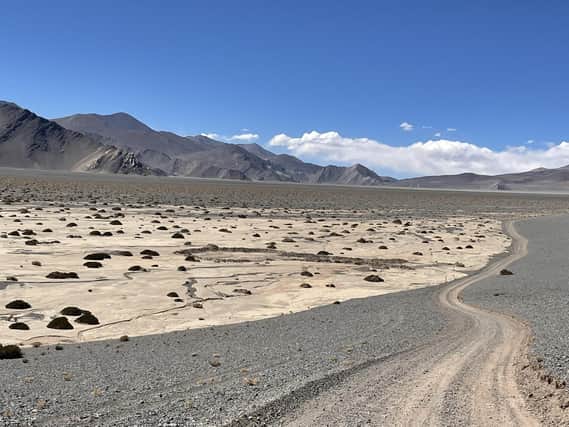 Driving in the Puna desert, a high-altitude plateau in the Catamarca Province of north-west Argentina. Pic: Sarah Marshall/PA.