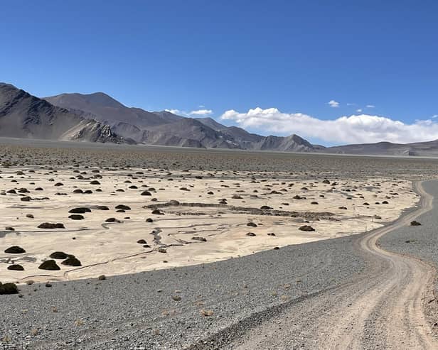 Driving in the Puna desert, a high-altitude plateau in the Catamarca Province of north-west Argentina. Pic: Sarah Marshall/PA.