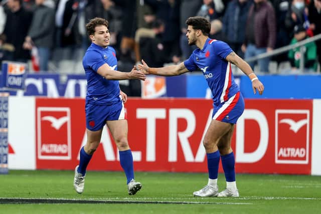 France's half-backs Antoine Dupont and Romain Ntamack have helped put Les Bleus in pole position to win this season's Six Nations. Picture: Dan Sheridan/INPHO/Shutterstock