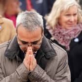 Guests attend a pandemic anniversary remembrance event and minute's silence at National Memorial Arboretum at Alrewas in Staffordshire on Friday March 11, 2022. Picture: PA Wire