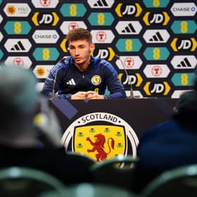 Scotland's Billy Gilmour during a press conference at the Garmisch Olympia Stadium in Garmisch-Partenkirchen, Germany. Picture date: Wednesday June 12, 2024.